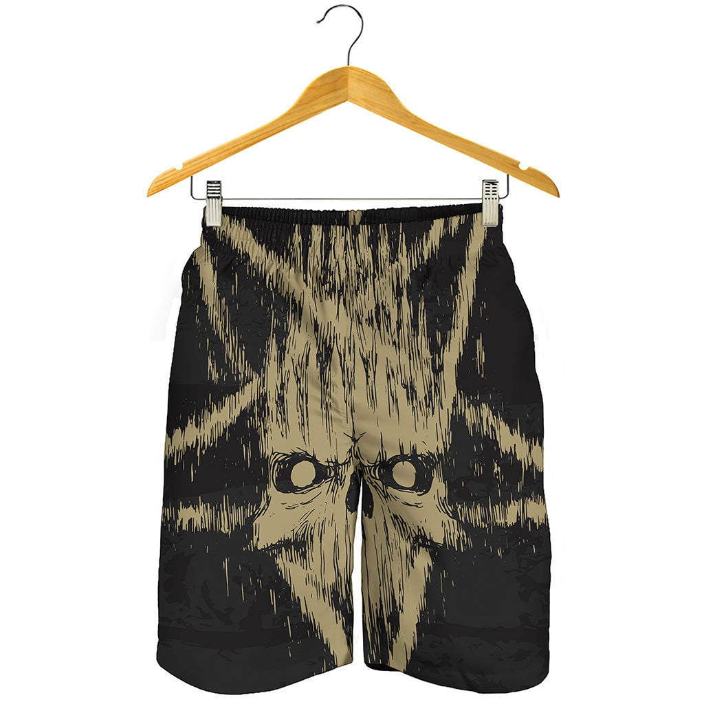 Satanic Pentagram Skull Print Men's Shorts