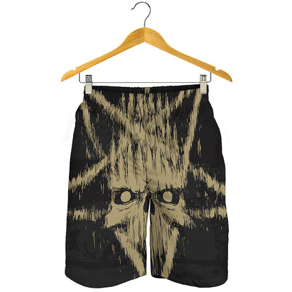 Satanic Pentagram Skull Print Men's Shorts