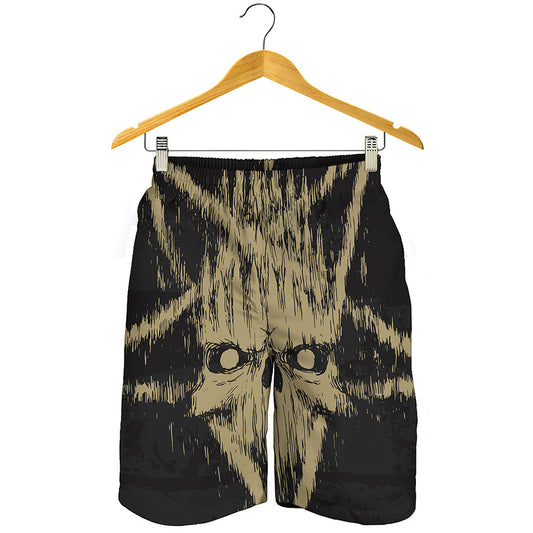 Satanic Pentagram Skull Print Men's Shorts