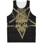 Satanic Pentagram Skull Print Men's Tank Top