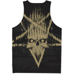 Satanic Pentagram Skull Print Men's Tank Top