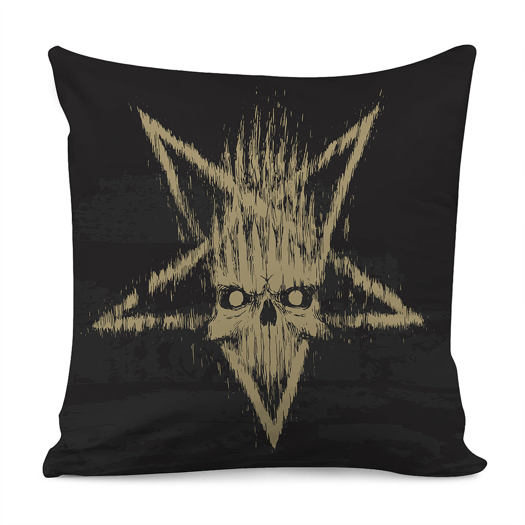 Satanic Pentagram Skull Print Pillow Cover