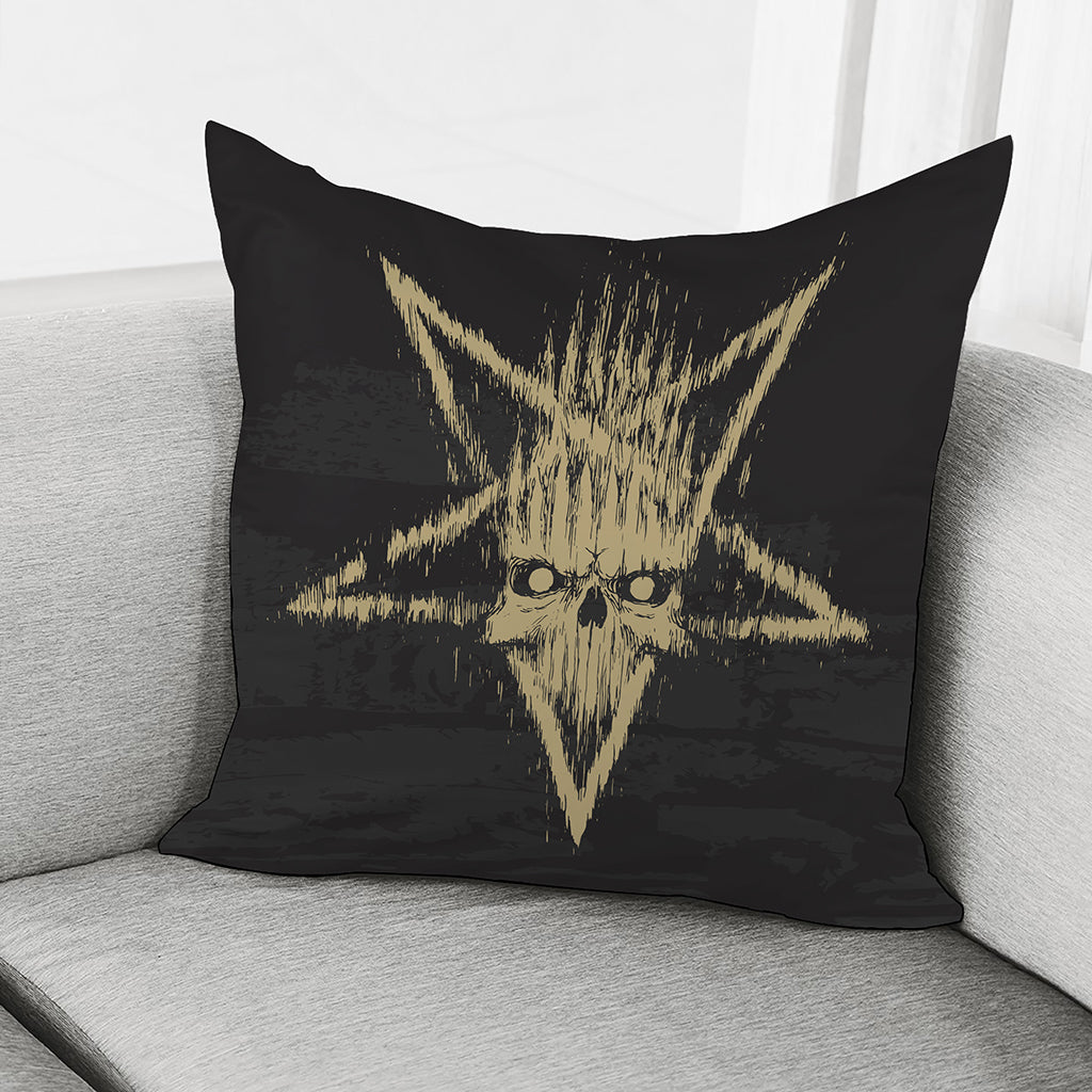 Satanic Pentagram Skull Print Pillow Cover