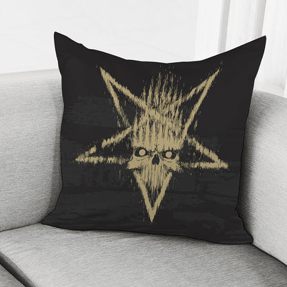 Satanic Pentagram Skull Print Pillow Cover