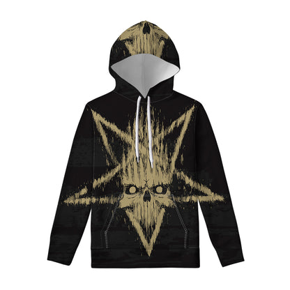 Satanic Pentagram Skull Print Pullover Hoodie