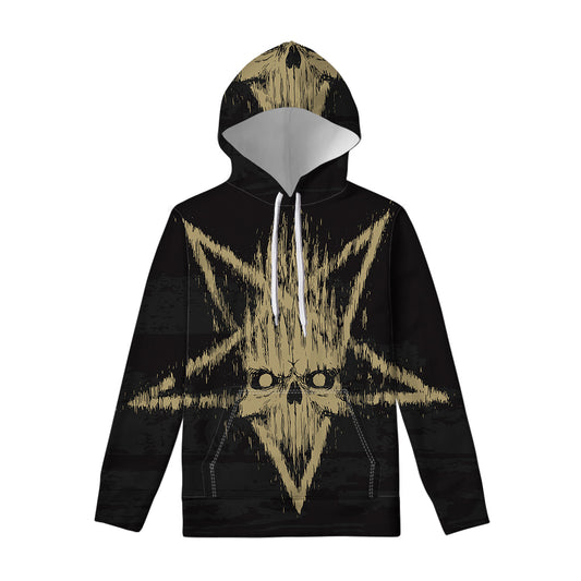 Satanic Pentagram Skull Print Pullover Hoodie
