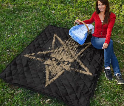 Satanic Pentagram Skull Print Quilt