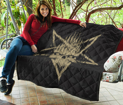 Satanic Pentagram Skull Print Quilt