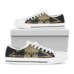 Satanic Pentagram Skull Print White Low Top Shoes