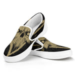 Satanic Pentagram Skull Print White Slip On Shoes