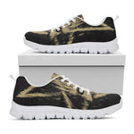 Satanic Pentagram Skull Print White Sneakers