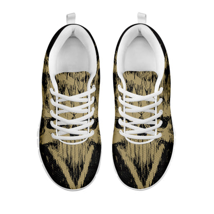 Satanic Pentagram Skull Print White Sneakers
