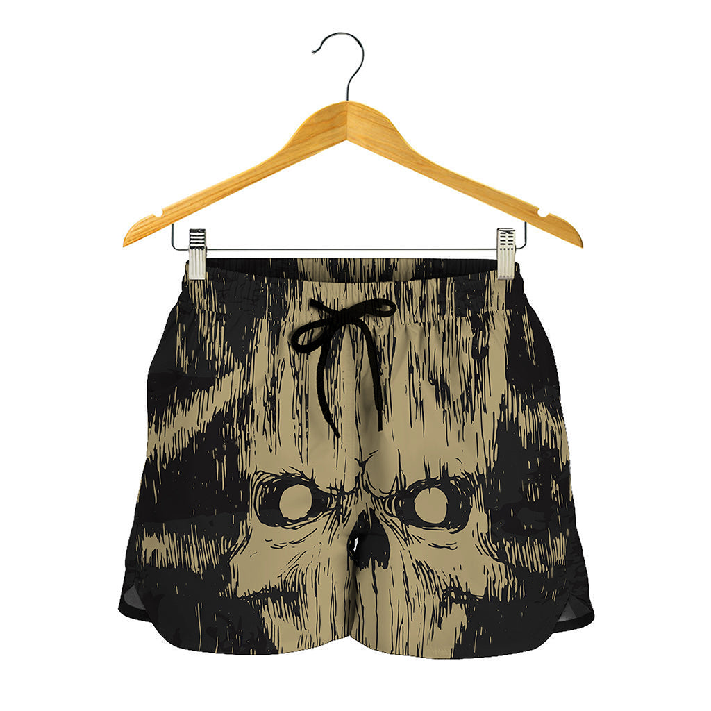 Satanic Pentagram Skull Print Women's Shorts