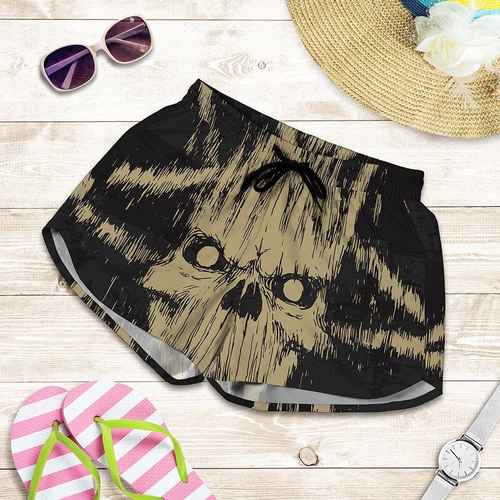 Satanic Pentagram Skull Print Women's Shorts