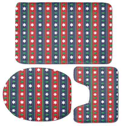 Scandinavian Christmas Pattern Print 3 Piece Bath Mat Set