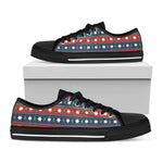 Scandinavian Christmas Pattern Print Black Low Top Shoes