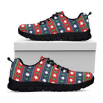 Scandinavian Christmas Pattern Print Black Sneakers