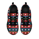 Scandinavian Christmas Pattern Print Black Sneakers