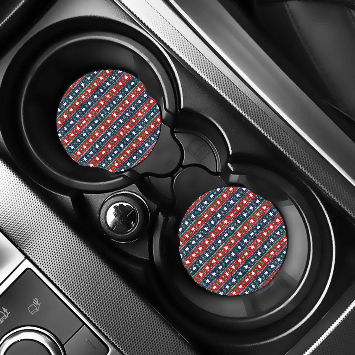 Scandinavian Christmas Pattern Print Car Coasters