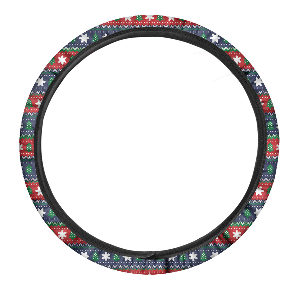 Scandinavian Christmas Pattern Print Car Steering Wheel Cover