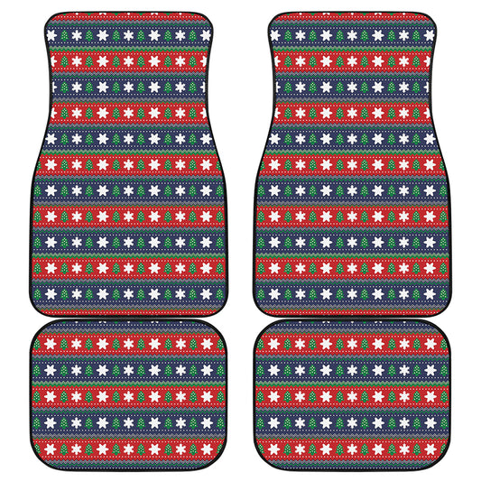 Scandinavian Christmas Pattern Print Front and Back Car Floor Mats