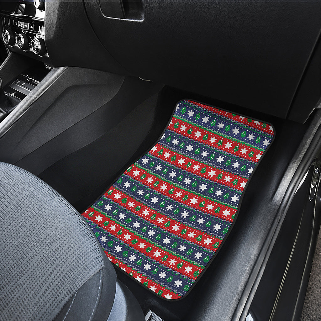 Scandinavian Christmas Pattern Print Front and Back Car Floor Mats