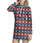 Scandinavian Christmas Pattern Print Hoodie Dress