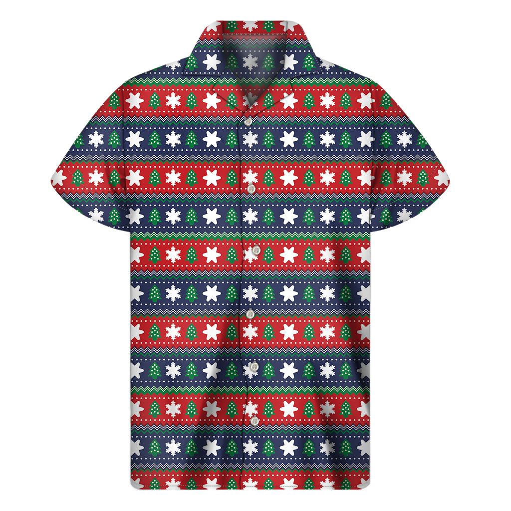 Scandinavian Christmas Pattern Print Men's Short Sleeve Shirt