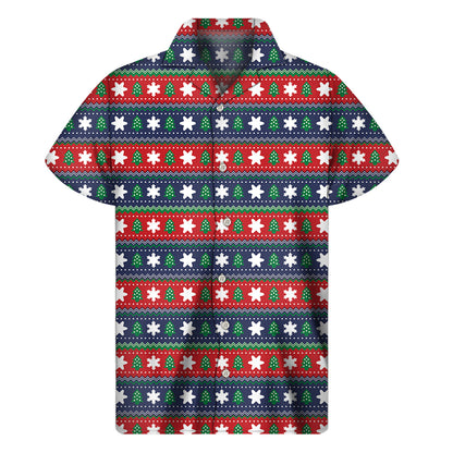 Scandinavian Christmas Pattern Print Men's Short Sleeve Shirt