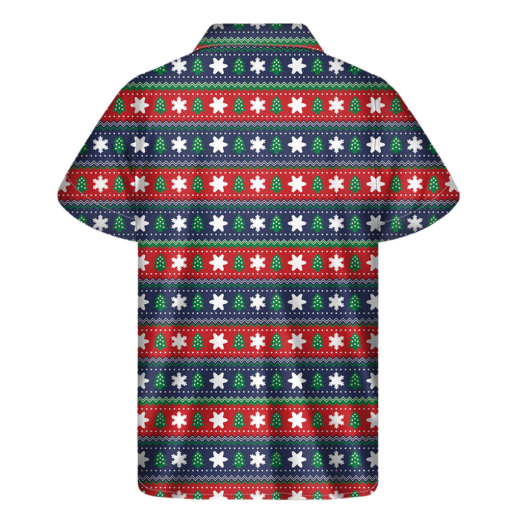 Scandinavian Christmas Pattern Print Men's Short Sleeve Shirt
