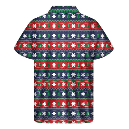 Scandinavian Christmas Pattern Print Men's Short Sleeve Shirt