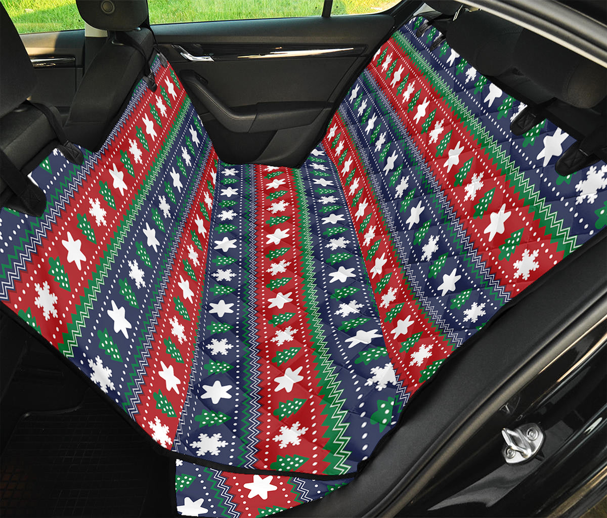 Scandinavian Christmas Pattern Print Pet Car Back Seat Cover