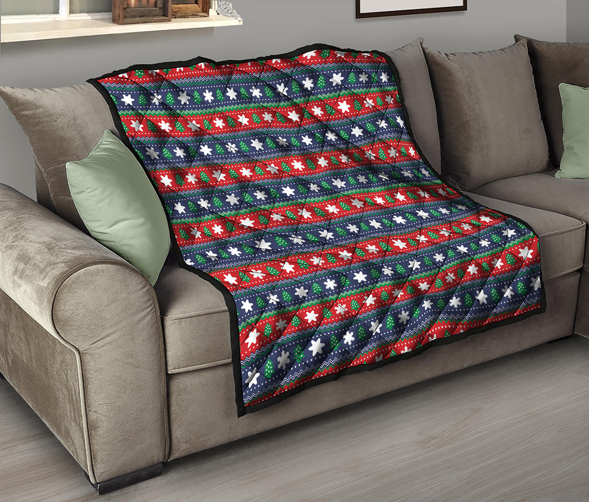 Scandinavian Christmas Pattern Print Quilt