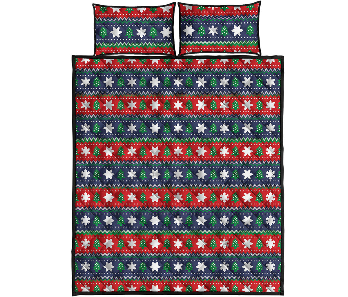 Scandinavian Christmas Pattern Print Quilt Bed Set