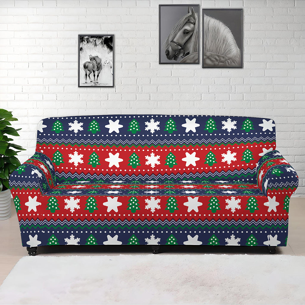 Scandinavian Christmas Pattern Print Sofa Cover