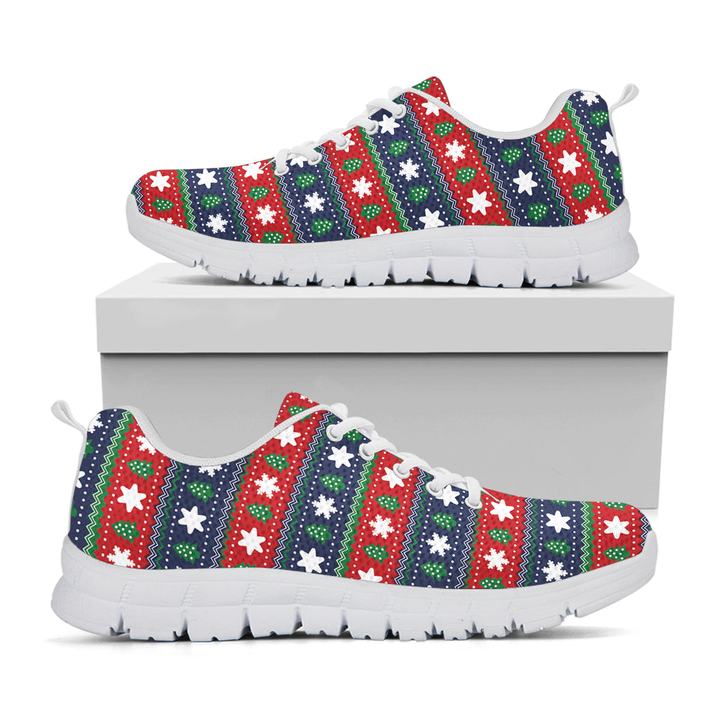 Scandinavian Christmas Pattern Print White Sneakers
