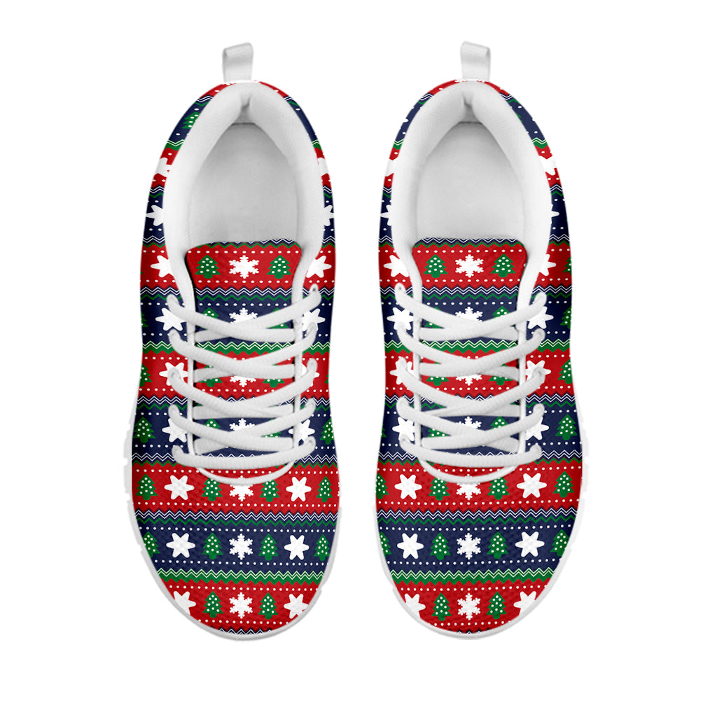 Scandinavian Christmas Pattern Print White Sneakers