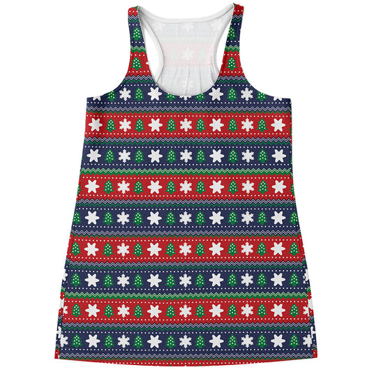 Scandinavian Christmas Pattern Print Women's Racerback Tank Top