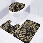Scandinavian Viking Dragon Print 3 Piece Bath Mat Set