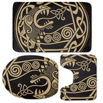 Scandinavian Viking Dragon Print 3 Piece Bath Mat Set
