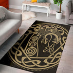 Scandinavian Viking Dragon Print Area Rug