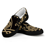 Scandinavian Viking Dragon Print Black Slip On Shoes