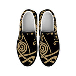 Scandinavian Viking Dragon Print Black Slip On Shoes