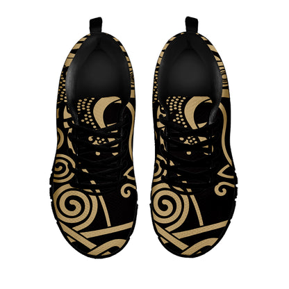 Scandinavian Viking Dragon Print Black Sneakers