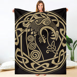 Scandinavian Viking Dragon Print Blanket