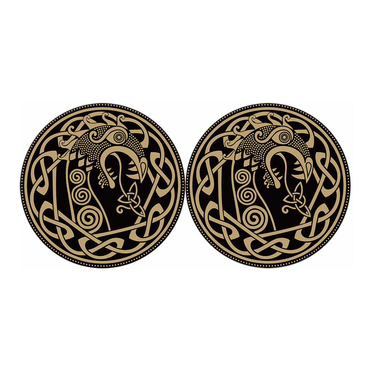 Scandinavian Viking Dragon Print Car Coasters