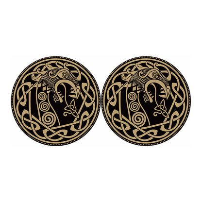 Scandinavian Viking Dragon Print Car Coasters