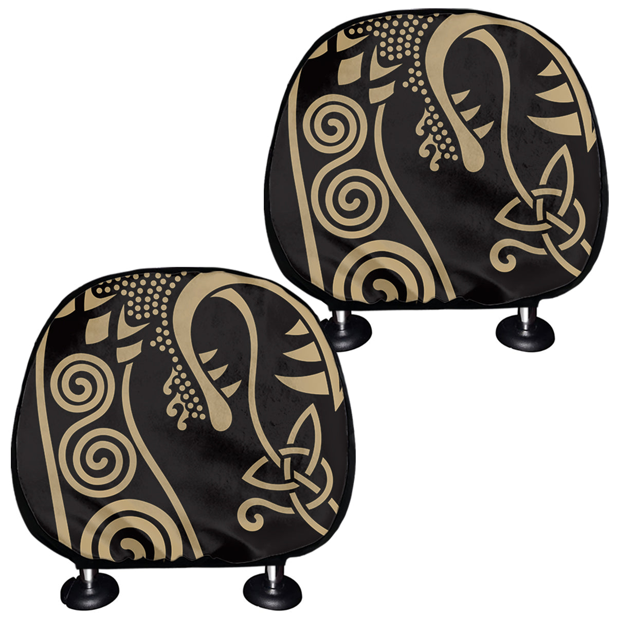 Scandinavian Viking Dragon Print Car Headrest Covers