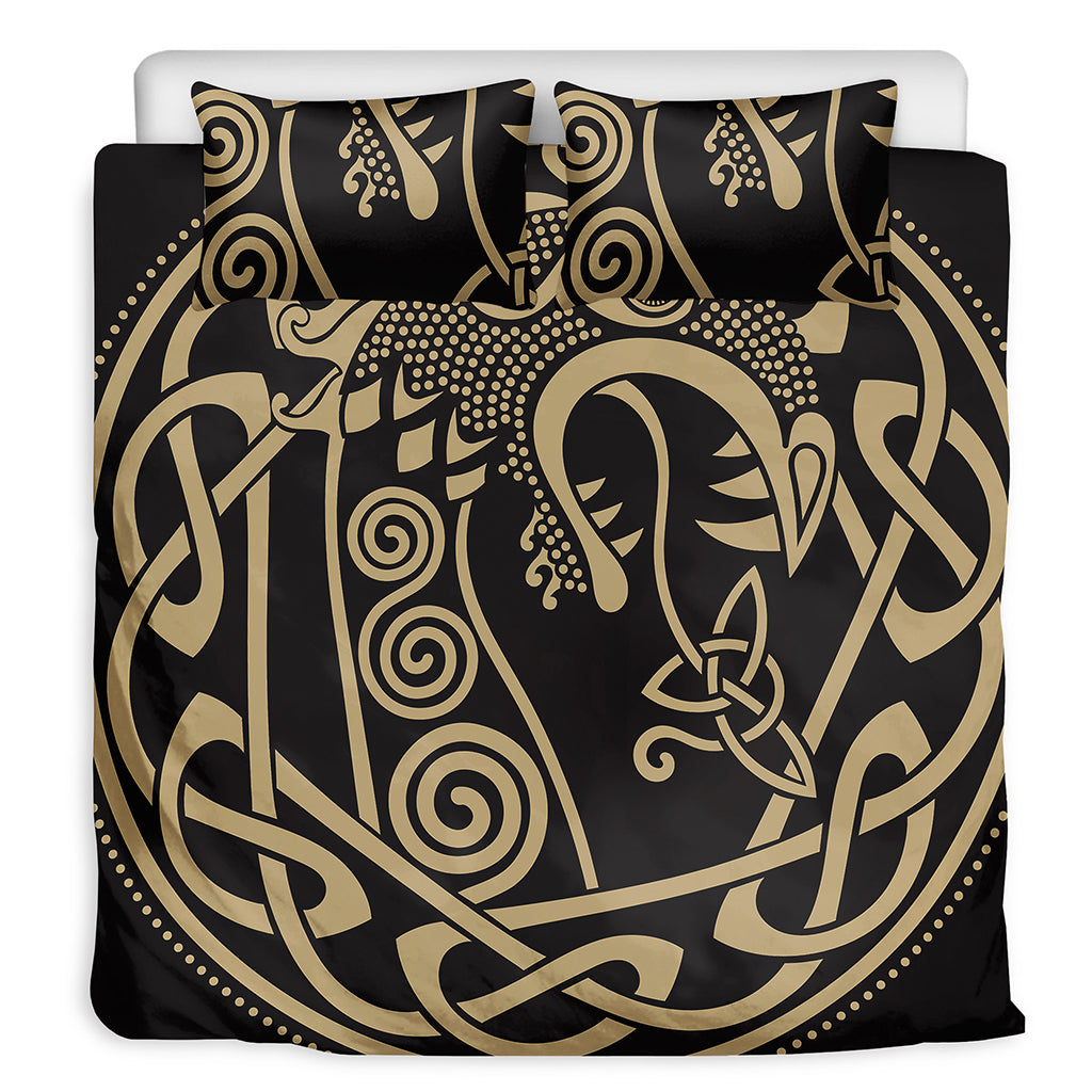 Scandinavian Viking Dragon Print Duvet Cover Bedding Set