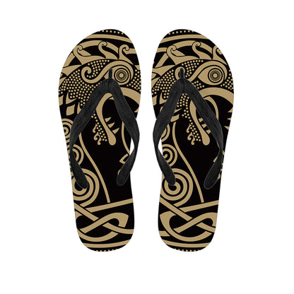 Scandinavian Viking Dragon Print Flip Flops